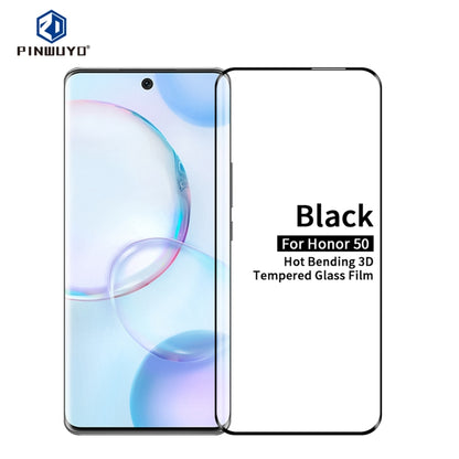 For Honor 50 PINWUYO 9H 3D Hot Bending Tempered Glass Film(Black) - Honor Tempered Glass by PINWUYO | Online Shopping UK | buy2fix