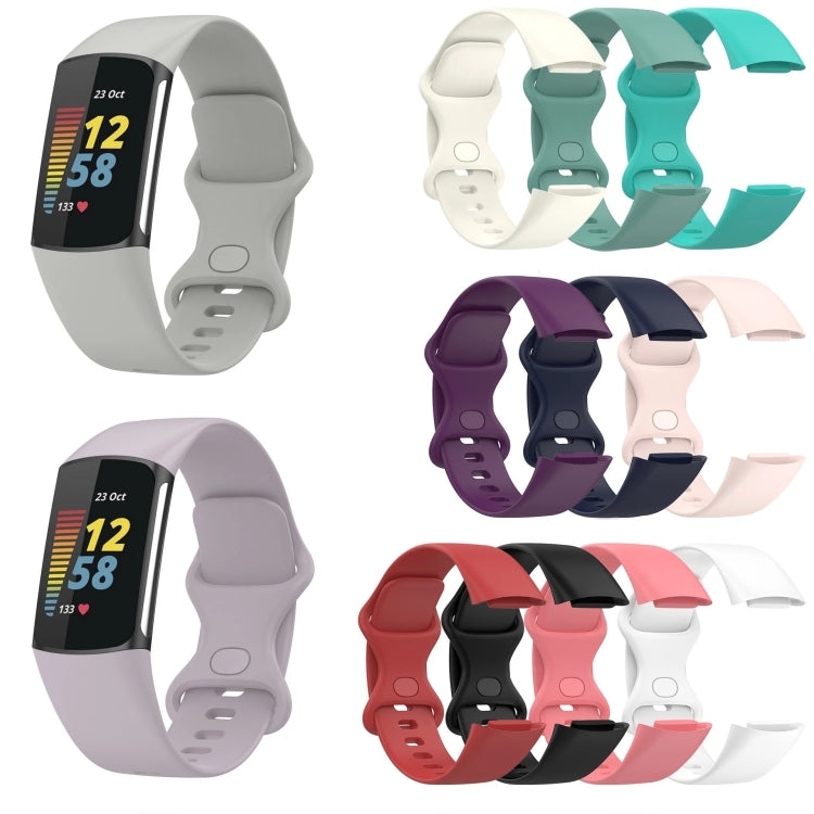 For Fitbit Charge 5 Monochromatic Silicone Watch Band, Size: Small Size(Milky white) - Watch Bands by buy2fix | Online Shopping UK | buy2fix