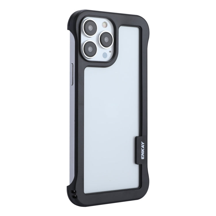 For iPhone 13 Pro ENKAY Frameless Hollow PC Case + Glass Film (Black) - iPhone 13 Pro Cases by ENKAY | Online Shopping UK | buy2fix