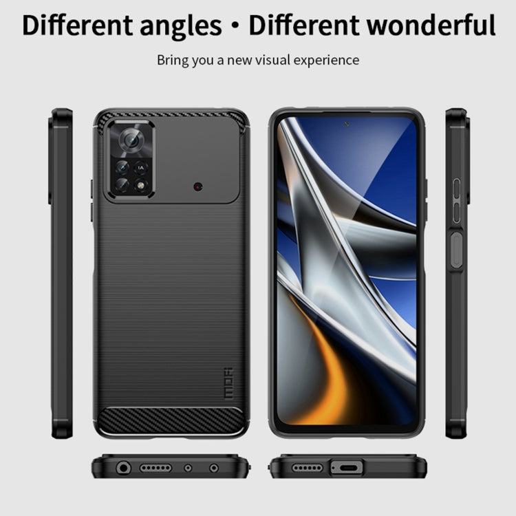 For Xiaomi Poco X4 Pro 5G MOFI Gentleness Brushed Carbon Fiber Soft TPU Case(Black) - Xiaomi Cases by MOFI | Online Shopping UK | buy2fix