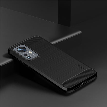 For Xiaomi 12 Pro MOFI Gentleness Brushed Carbon Fiber Soft TPU Case(Black) - Xiaomi Cases by MOFI | Online Shopping UK | buy2fix