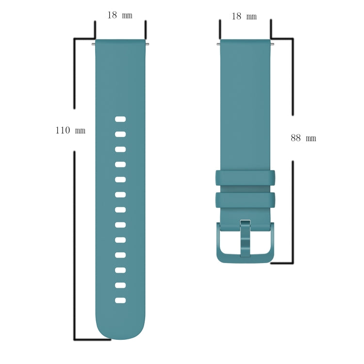 For Garmin Vivoactive 4S 18mm Solid Color Soft Silicone Watch Band(Sapphire Green) - Watch Bands by buy2fix | Online Shopping UK | buy2fix