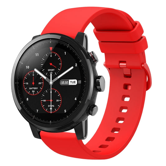 For Amazfit Stratos 22mm Solid Color Soft Silicone Watch Band(Red) - Watch Bands by buy2fix | Online Shopping UK | buy2fix