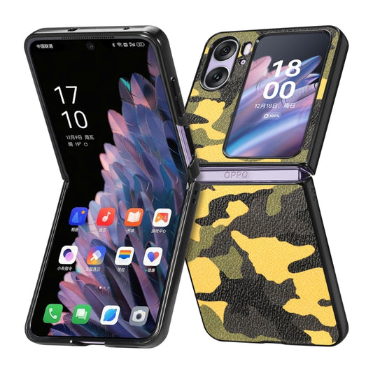 For OPPO Find N2 Flip Camouflage Leather Back Cover Phone Case(Yellow) - Find N2 Flip Cases by buy2fix | Online Shopping UK | buy2fix