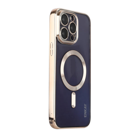 For iPhone 13 Pro Max ENKAY Electroplated MagSafe Shockproof TPU Phone Case with Lens Film(Gold) - iPhone 13 Pro Max Cases by ENKAY | Online Shopping UK | buy2fix