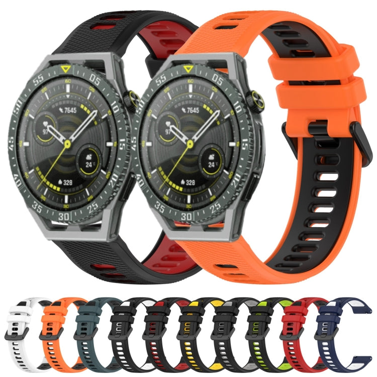 For Huawei GT2 46mm 22mm Sports Two-Color Silicone Watch Band(Olive Green+Black) - Watch Bands by buy2fix | Online Shopping UK | buy2fix