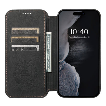 For iPhone 12/12 Pro Suteni J06 Retro Matte Litchi Texture Leather Magnetic Magsafe Phone Case(Black) - iPhone 12 / 12 Pro Cases by Suteni | Online Shopping UK | buy2fix