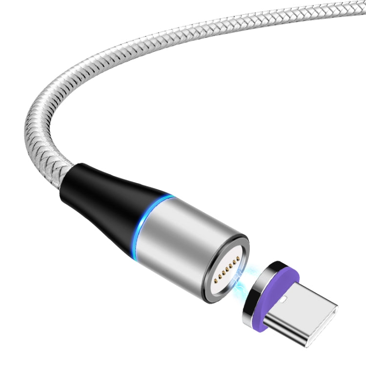 ENKAY ENK-CB1391 5A USB to Type-C Magnetic Fast Charging Data Cable with LED Light, Length: 1m(Silver) - Charging Cable & Head by ENKAY | Online Shopping UK | buy2fix