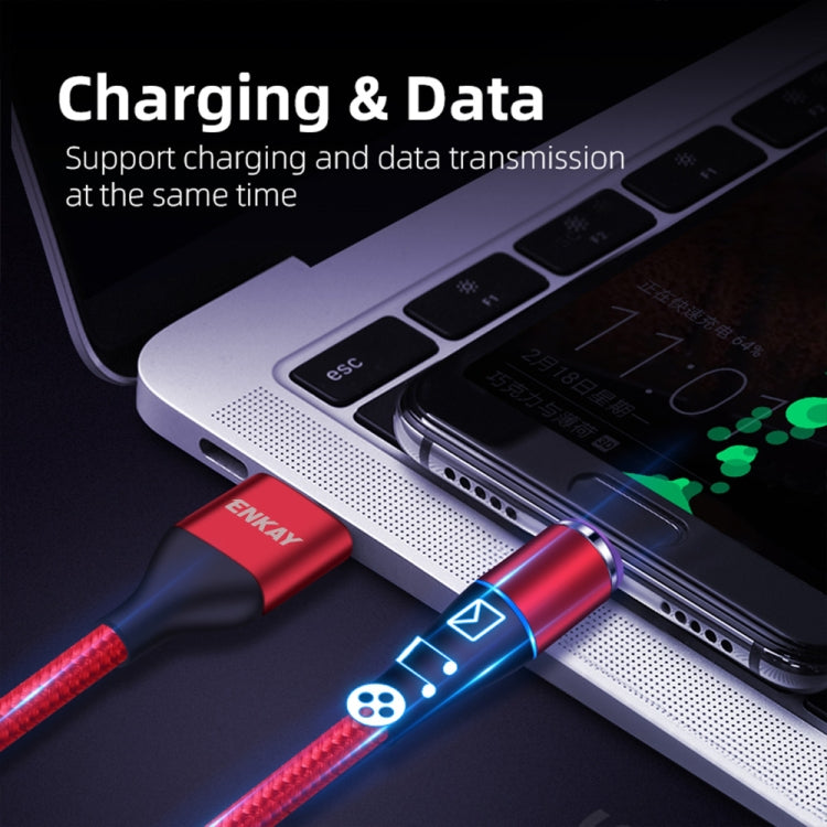 ENKAY ENK-CB1391 5A USB to Type-C Magnetic Fast Charging Data Cable with LED Light, Length: 1m(Silver) - Charging Cable & Head by ENKAY | Online Shopping UK | buy2fix