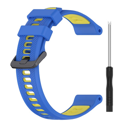 For Garmin Instinct 2 Sports Two-Color Silicone Watch Band(Blue+Yellow) - Watch Bands by buy2fix | Online Shopping UK | buy2fix