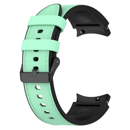 For Samsung Galaxy Watch 6 Silicone Leather Black Buckle Watch Band(Green) - Watch Bands by buy2fix | Online Shopping UK | buy2fix