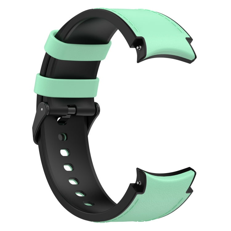 For Samsung Galaxy Watch 6 Silicone Leather Black Buckle Watch Band(Green) - Watch Bands by buy2fix | Online Shopping UK | buy2fix