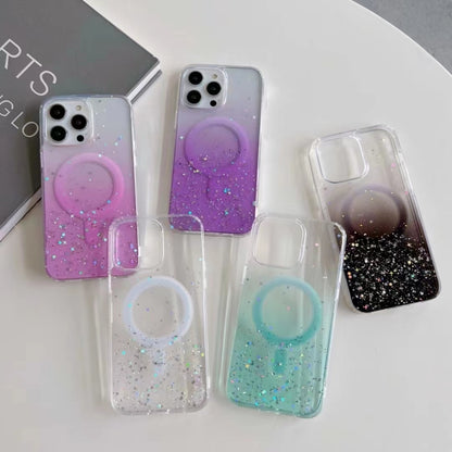 For iPhone 13 Pro MagSafe Glitter Hybrid Clear TPU Phone Case(Black) - iPhone 13 Pro Cases by buy2fix | Online Shopping UK | buy2fix