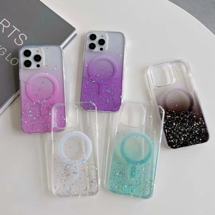 For iPhone 13 Pro Max MagSafe Glitter Hybrid Clear TPU Phone Case(Purple) - iPhone 13 Pro Max Cases by buy2fix | Online Shopping UK | buy2fix