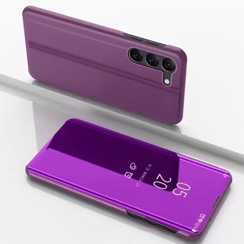 For Samsung Galaxy A15 Plated Mirror Horizontal Flip Leather Phone Case with Holder(Purple) - Galaxy Phone Cases by buy2fix | Online Shopping UK | buy2fix