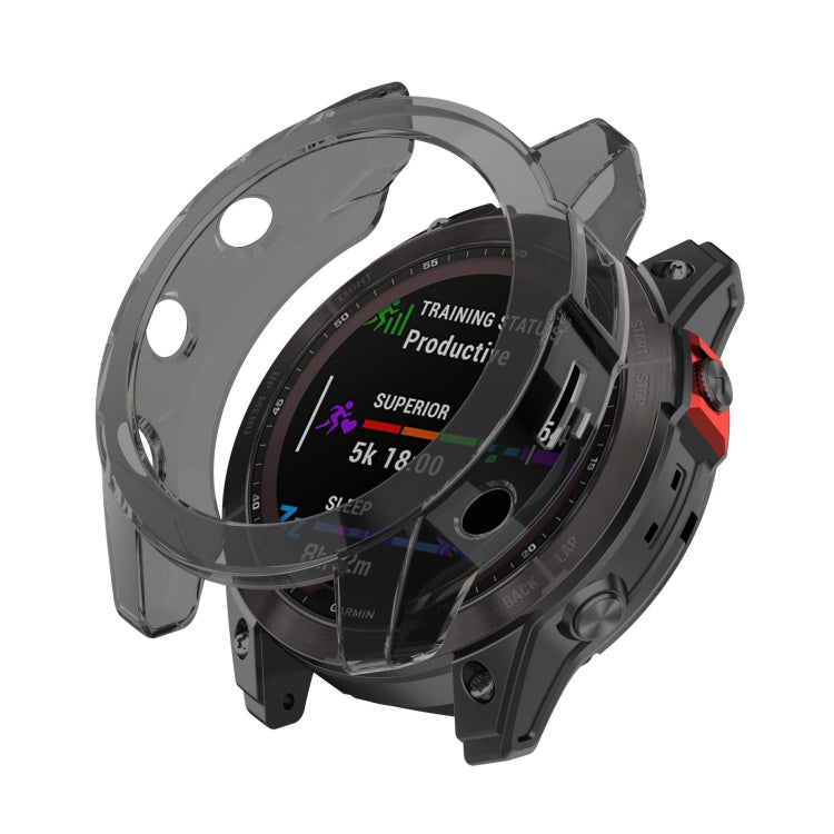 For Garmin Fenix 7S Pro Half-Package TPU Watch Protective Case(Transparent Black) - Watch Cases by buy2fix | Online Shopping UK | buy2fix