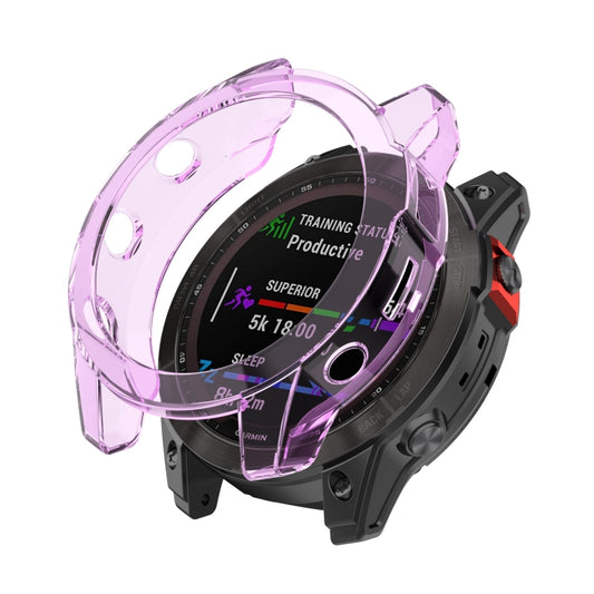 For Garmin Epix Pro 47mm Half-Package TPU Watch Protective Case(Transparent Purple) - Watch Cases by buy2fix | Online Shopping UK | buy2fix