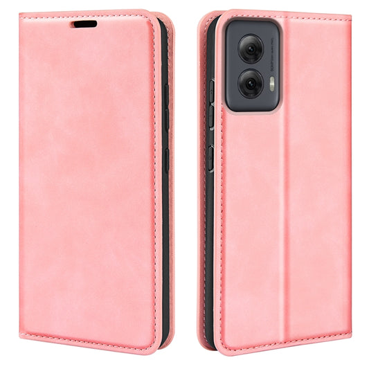 For Motorola Moto G Power 5G 2024 Retro-skin Magnetic Suction Leather Phone Case(Pink) - Motorola Cases by buy2fix | Online Shopping UK | buy2fix