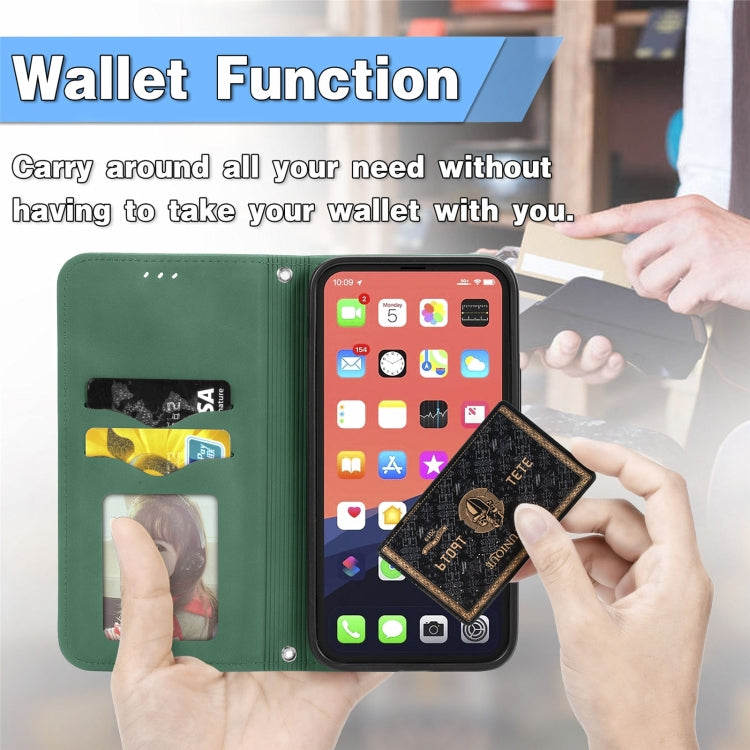 For iPhone 16 Pro Max Retro Skin Feel Magnetic Flip Leather Phone Case(Green) - iPhone 16 Pro Max Cases by buy2fix | Online Shopping UK | buy2fix