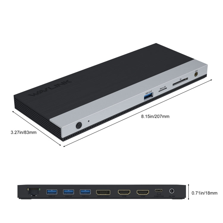 Wavlink UMD05 Display Port HDMI Port RJ45 Ethernet Triple Display MST Laptop Docking Station, Plug:AU Plug -  by WAVLINK | Online Shopping UK | buy2fix
