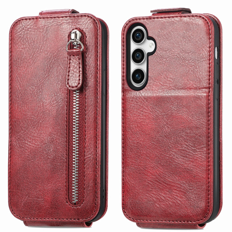 For Samsung Galaxy S23 FE 5G Zipper Wallet Vertical Flip Leather Phone Case(Red) - Galaxy S23 FE 5G Cases by buy2fix | Online Shopping UK | buy2fix