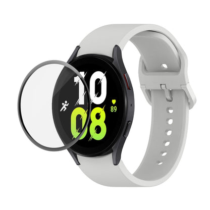 For Samsung Galaxy Watch5 44mm JUNSUNMAY Silicone Adjustable Strap + Full Coverage PMMA Screen Protector Kit(Grey) - Watch Bands by JUNSUNMAY | Online Shopping UK | buy2fix