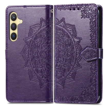 For Samsung Galaxy S25 5G Mandala Flower Embossed Leather Phone Case(Purple) - Galaxy S25 5G Cases by buy2fix | Online Shopping UK | buy2fix