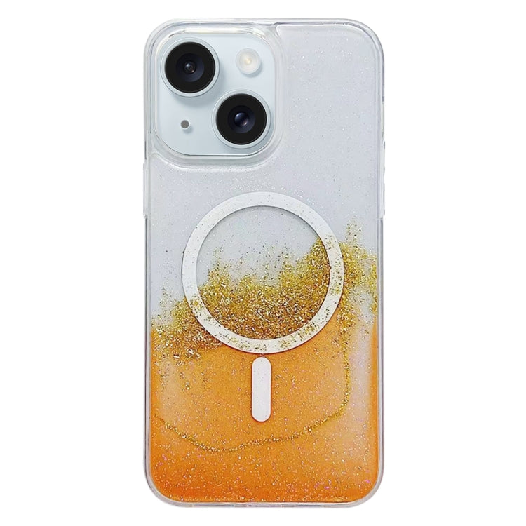 For iPhone 15 MagSafe Gilding Hybrid Clear TPU Phone Case(Orange) - iPhone 15 Cases by buy2fix | Online Shopping UK | buy2fix