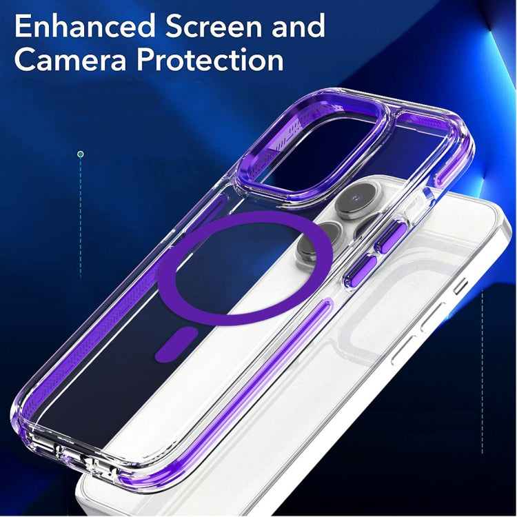 For iPhone 15 Plus Dual-color MagSafe TPU Hybrid Clear PC Shockproof Phone Case(Purple) - iPhone 15 Plus Cases by buy2fix | Online Shopping UK | buy2fix