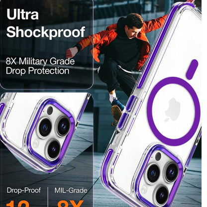 For iPhone 15 Plus Dual-color MagSafe TPU Hybrid Clear PC Shockproof Phone Case(Orange) - iPhone 15 Plus Cases by buy2fix | Online Shopping UK | buy2fix
