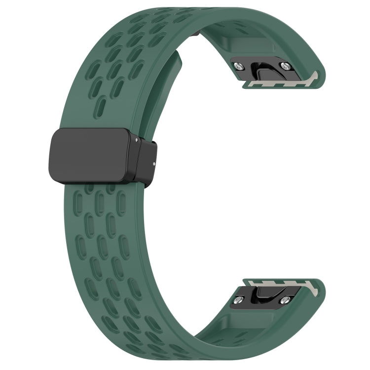 For Garmin Epix Pro 51mm Quick Release Holes Magnetic Buckle Silicone Watch Band(Dark Green) - Watch Bands by buy2fix | Online Shopping UK | buy2fix