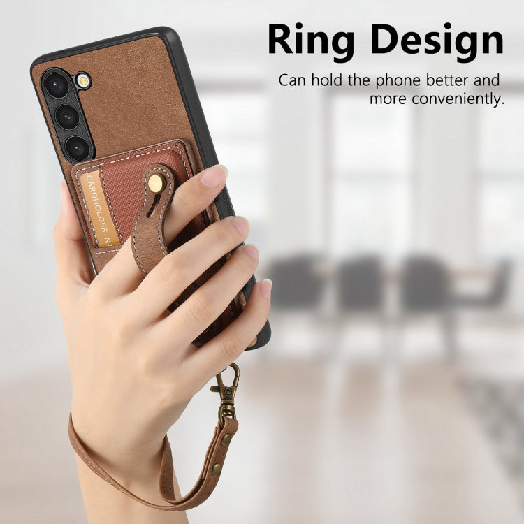 For Samsung Galaxy S23 5G Retro Cross Wristband Wallet Leather Back Phone Case(Brown) - Galaxy S23 5G Cases by buy2fix | Online Shopping UK | buy2fix