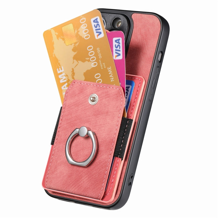 For iPhone 16 Pro Max Retro Skin-feel Ring Card Wallet Phone Case(Pink) - iPhone 16 Pro Max Cases by buy2fix | Online Shopping UK | buy2fix