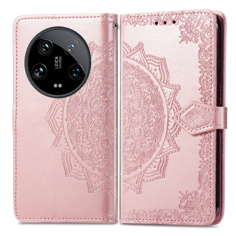 For Xiaomi 14 Ultra Mandala Flower Embossed Leather Phone Case(Rose Gold) - 14 Ultra Cases by buy2fix | Online Shopping UK | buy2fix