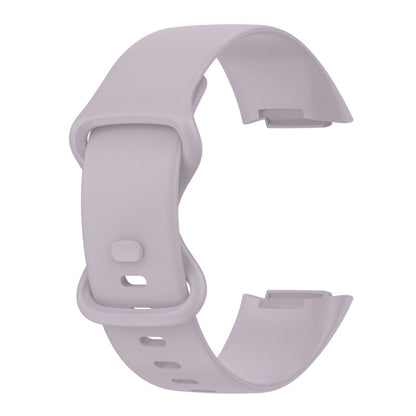 For Fitbit Charge 6 Solid Color Butterfly Buckle Silicone Watch Band, Size:L Size(Light Purple) - Watch Bands by buy2fix | Online Shopping UK | buy2fix