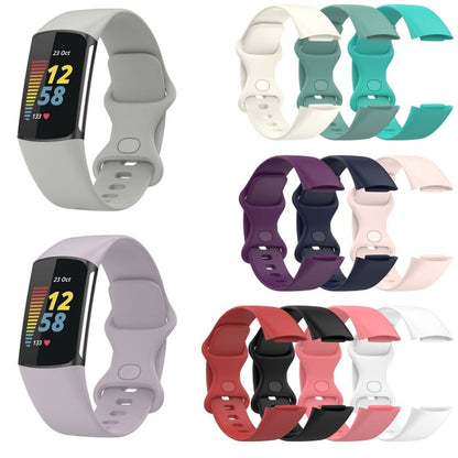 For Fitbit Charge 6 Solid Color Butterfly Buckle Silicone Watch Band, Size:S Size(Starlight Color) - Watch Bands by buy2fix | Online Shopping UK | buy2fix