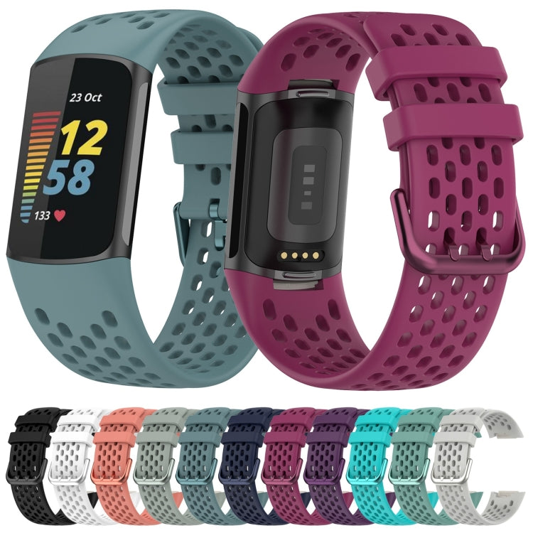 For Fitbit Charge 5 Solid Color Breathable Sports Silicone Watch Band(Starlight Color) - Watch Bands by buy2fix | Online Shopping UK | buy2fix