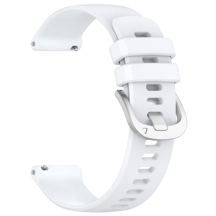 For Garmin VivoMove Trend Liquid Glossy Silver Buckle Silicone Watch Band(White) - Watch Bands by buy2fix | Online Shopping UK | buy2fix