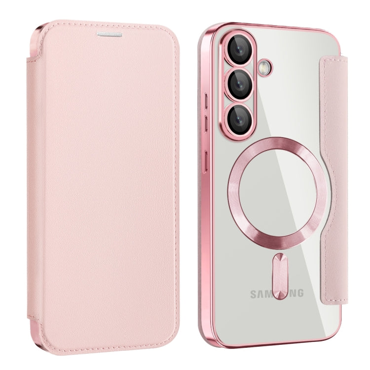 For Samsung Galaxy S25 5G Shield MagSafe RFID Anti-theft Leather Phone Case(Pink) - Galaxy S25 5G Cases by buy2fix | Online Shopping UK | buy2fix