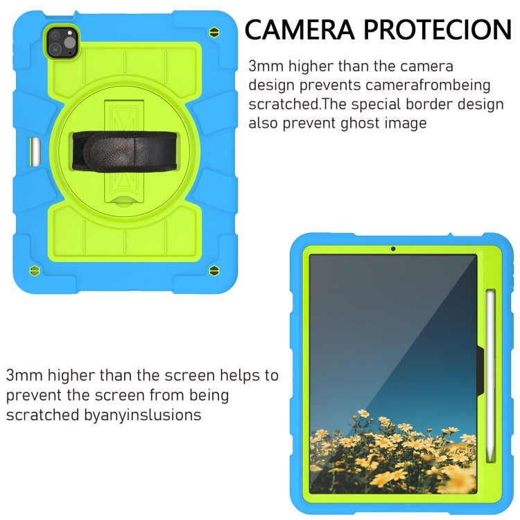 For iPad Pro 11 2024 Silicone Hybrid PC Shockproof Tablet Case with Shoulder Strap(Bluish-Green) - iPad Pro 11 2024 Cases by buy2fix | Online Shopping UK | buy2fix