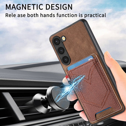 For Samsung Galaxy S25 5G Denim Texture Leather Skin Phone Case with Card Slot(Brown) - Galaxy S25 5G Cases by buy2fix | Online Shopping UK | buy2fix