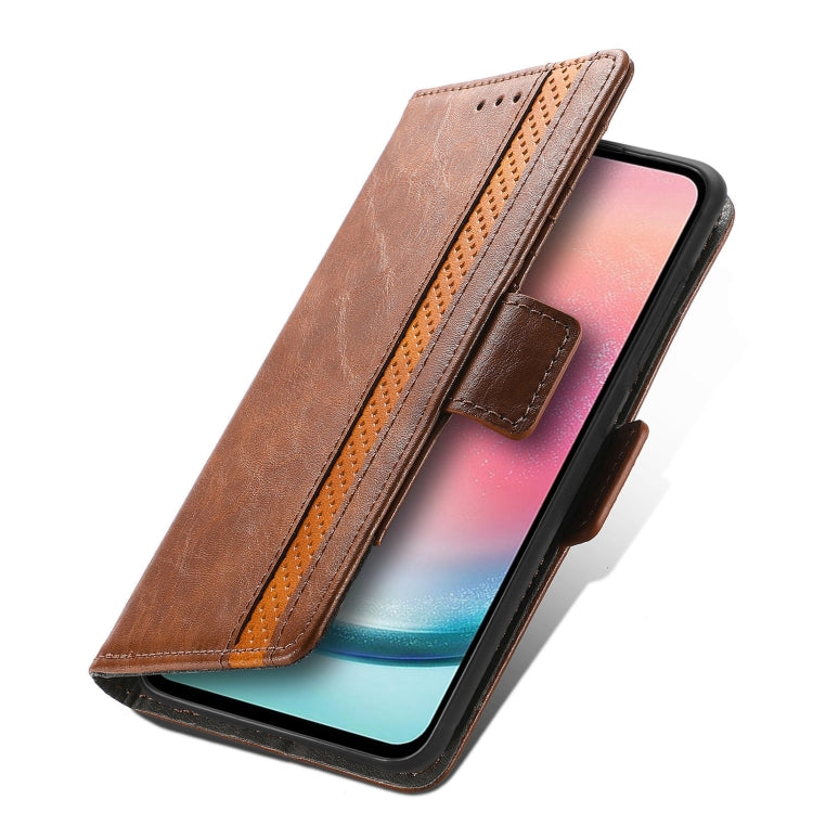 For Samsung Galaxy S25+ 5G CaseNeo Splicing Dual Magnetic Buckle Leather Phone Case(Brown) - Galaxy S25+ 5G Cases by CaseNeo | Online Shopping UK | buy2fix