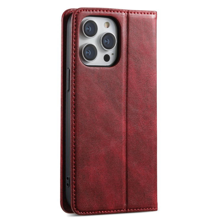 For iPhone 15 Pro Max Suteni J02 Oil Wax Wallet Leather Phone Case(Red) - iPhone 15 Pro Max Cases by Suteni | Online Shopping UK | buy2fix