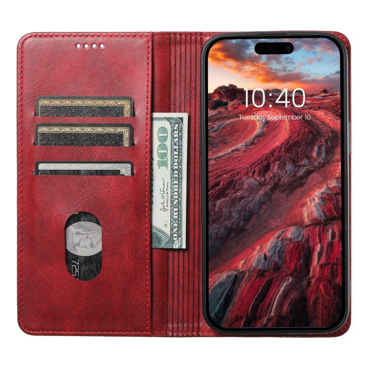 For iPhone 15 Pro Max Suteni J02 Oil Wax Wallet Leather Phone Case(Red) - iPhone 15 Pro Max Cases by Suteni | Online Shopping UK | buy2fix