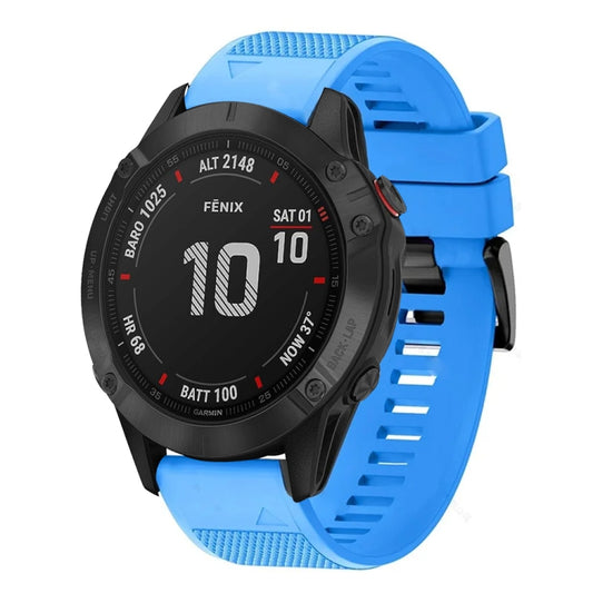 For Garmin Fenix 6 22mm Quick Release Silicone Watch Band(Sky Blue) - Watch Bands by buy2fix | Online Shopping UK | buy2fix