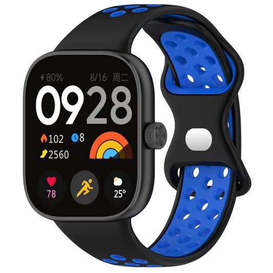 For Redmi Watch 4 Dual Color Perforated Silicone Watch Band(Black Blue) - Watch Bands by buy2fix | Online Shopping UK | buy2fix