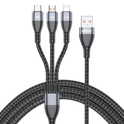 ENKAY 3-in-1 6A USB to Type-C / 8 Pin / Micro USB Multifunction Fast Charging Cable, Cable Length:1m(Grey) - Multifunction Cable by ENKAY | Online Shopping UK | buy2fix