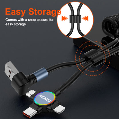 ENKAY 66W Reversible USB to Type-C / 8 Pin / Micro USB Elastic Spring Fast Charging Cable, Length 1.5m(Type B) - Multifunctional Cable by ENKAY | Online Shopping UK | buy2fix