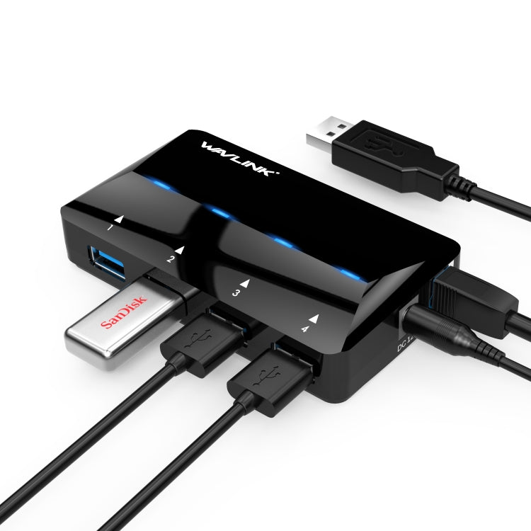 WAVLINK WL-UH3042P1 2.4A Fast Charging Adapter for Keyboard Mouse 4-Port USB3.0 HUB(EU Plug) - USB 3.0 HUB by WAVLINK | Online Shopping UK | buy2fix