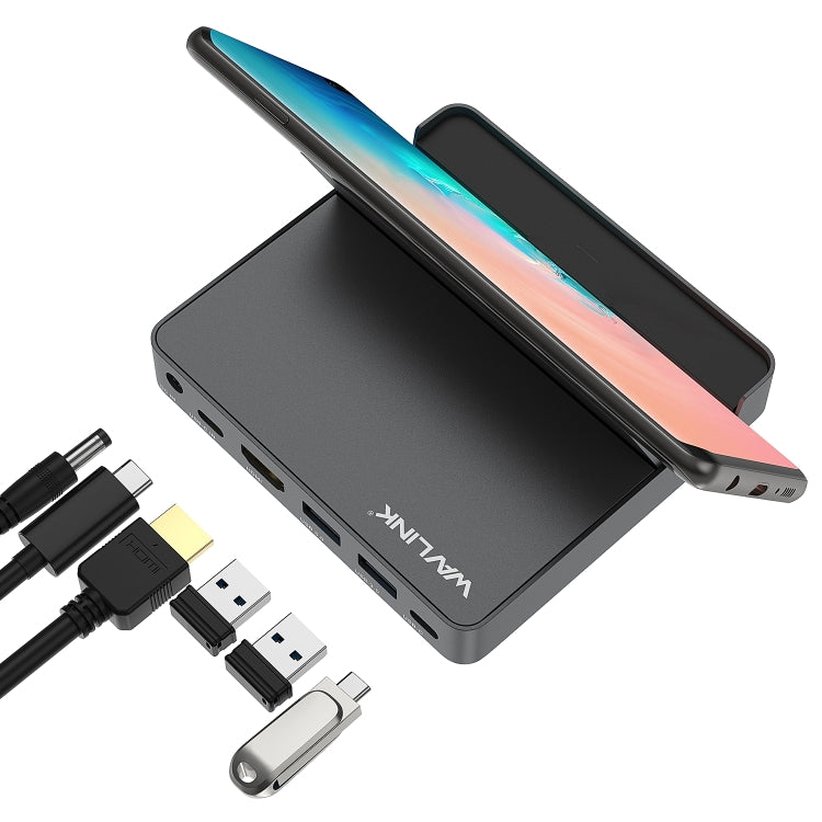 WAVLINK WL-UHP3D01 Portable Type-C Cell Phone Docking Station Multi-Port USB HUB Adapter(US Plug) - USB 3.0 HUB by WAVLINK | Online Shopping UK | buy2fix